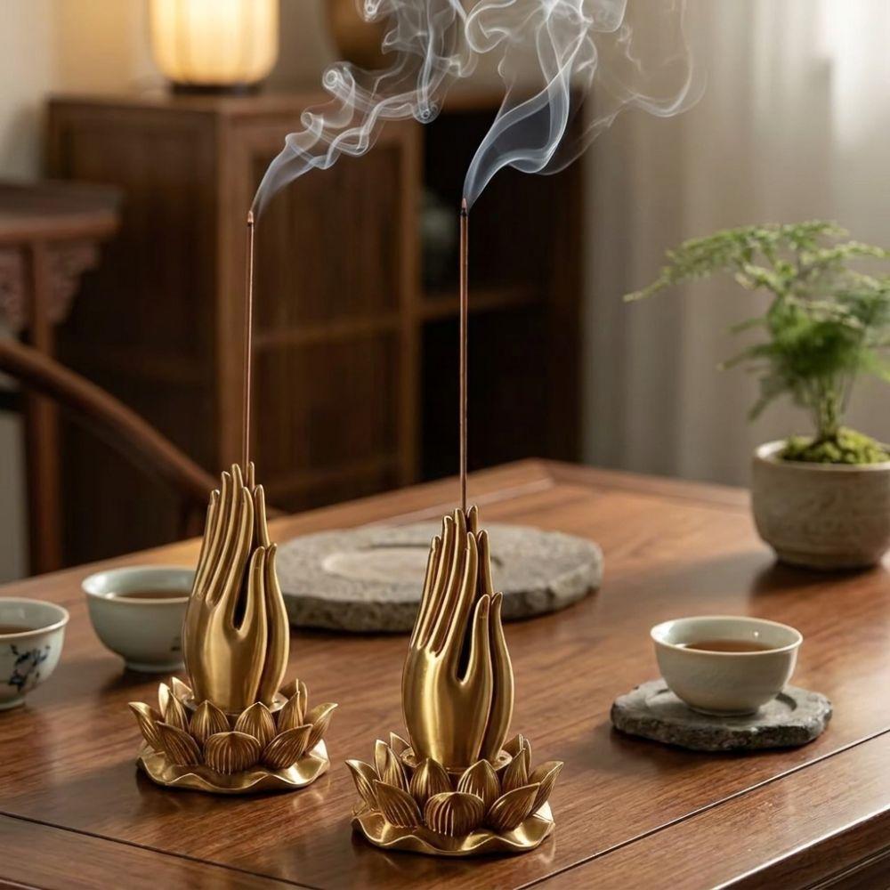 3D Printed Lotus Hand Incense Holder Praying Hand Tabletop Incense Base Living Room