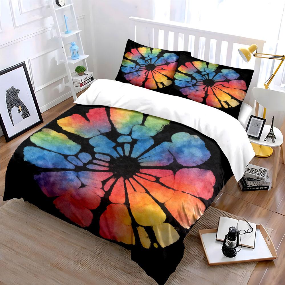 Colorful Floral Bedding Set Soft Comfortable Duvet Cover Bedding Set Included 1*Duvet Cover & 2*Pillowcases, Gift