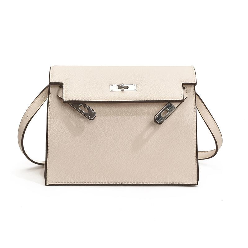 

New fashionable spring and summer simple and fresh double shoulder lock texture single shoulder crossbody portable small square bag