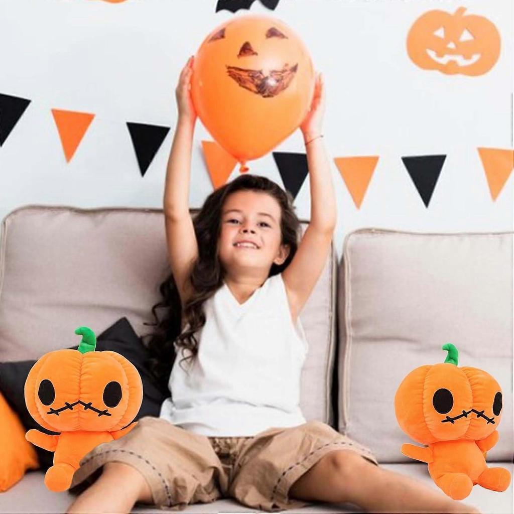 Halloween Pumpkin Plush Toy, Orange Halloween Stuffed Pumpkin Fluffy Plush Toy Cute Pumpkin Cushion Soft Toys for Kids Gift