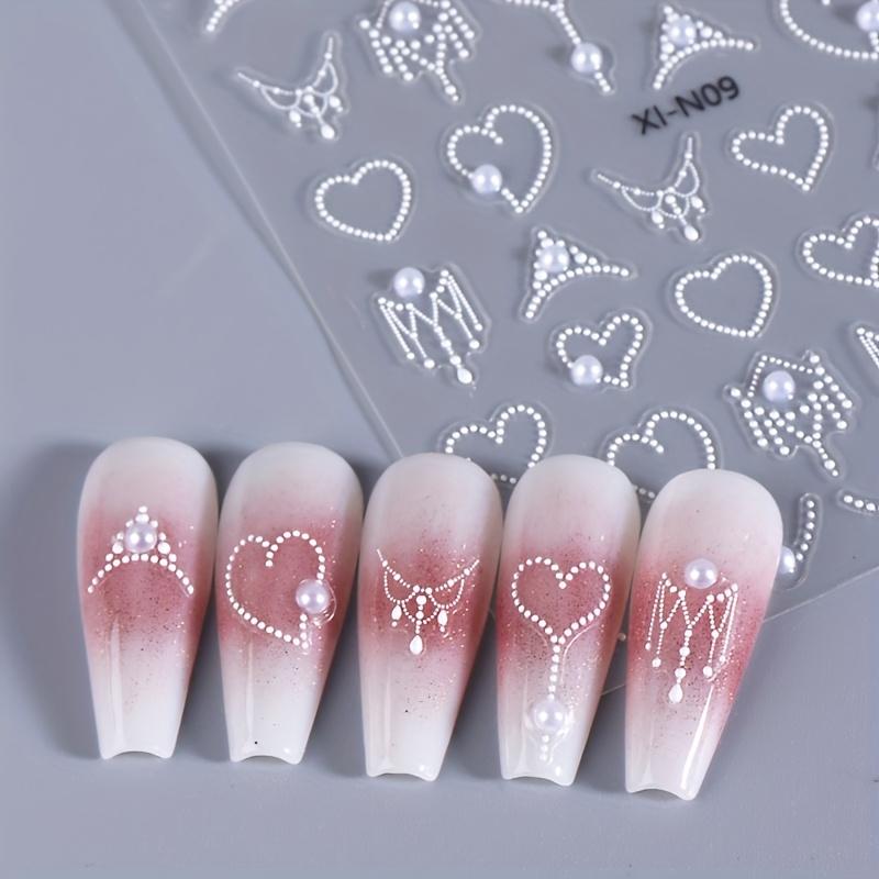 Nagelaufkleber 5D Simulation Perle Dekor Maniküre Decals DIY Selbstklebende Schieber Nageldekoration