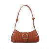 Vintage Half-moon Underarm Bag Stone Pattern Large Capacity PU Leather Shoulder Bag Handbag Fashion Rectangle Armpit Bag Unisex