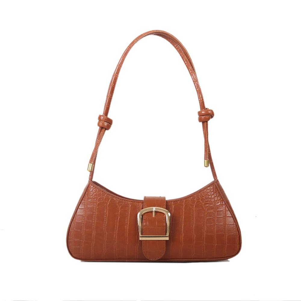 

Stone Pattern Half-moon Underarm Bag Large Capacity Rectangle Armpit Bag Girls коричневый