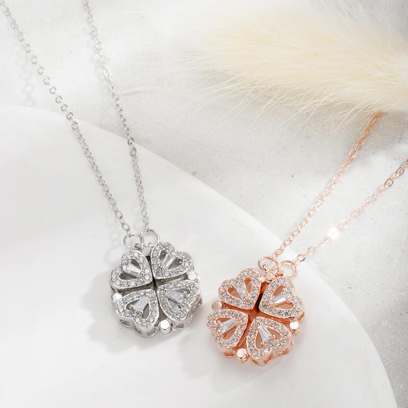 Sterling Silver S925 Heart Clover Necklace for Women - Versatile Fashion Design
