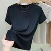Summer Short-sleeved T-shirt for Women with A Round Neck, Classic Solid Color, Versatile, Slimming and Figure-hugging, Black Mask T-shirt Top