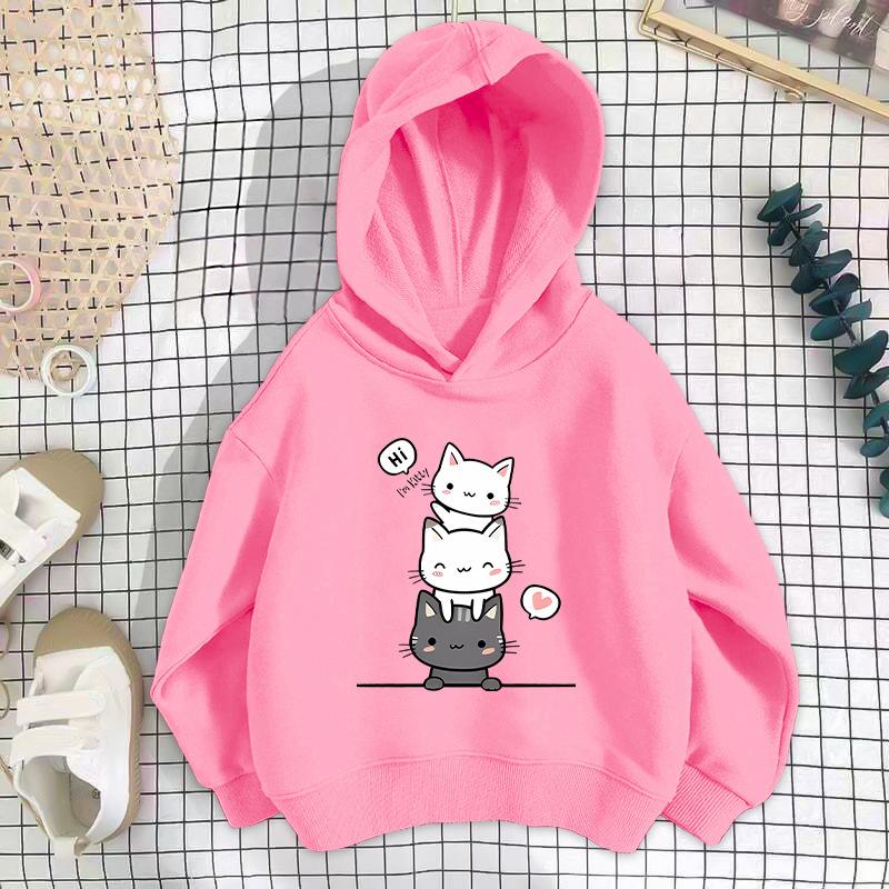 Girls' Shoulder Sweater Hooded Long-sleeved Loose Sweatshirt Casual Comfortable Hoodies Sweatshirts Girls