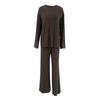 2026 Fall Winter Knit Loungewear Set Soft Modal-like Long Sleeve Top Pants Young Women