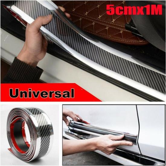 Carbon Fiber Car Door Plate Sill Scuff Cover Anti Scratch Sticker Accessories