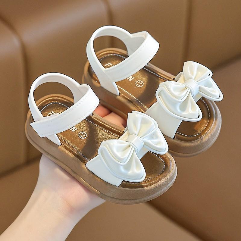 Girls' Sandals Bowknot Versatile Outdoor Soft-soled Beach Sandals