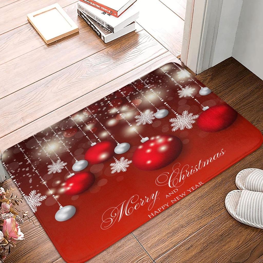 Christmas Decorative Carpet Christmas Snow Scene Snowman Welcome Floor Mat Home Decoration  Happy New Year