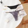NICE SELECTION Panties with Sexy Satin Crotchless Women's T-Back Chains, Lingerie, (L, WHITE)