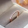 Simple Wedding Rings For Women Square Natural Zircon  Rose Gold Rings Fashion Party Daily Fine Jewelry Best Gift