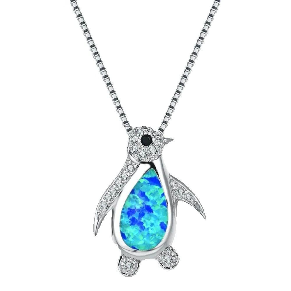 Simple Classic Fire Opal Penguin Pendant Necklace Bridal Wedding Niche Pendant Necklace Zircon Zircon Zircon Zircon
