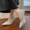 22 Spring and Summer New Pointed Head Bag Head Thin Heel Shallow Mouth Bright Outer Wear Niche High Heels