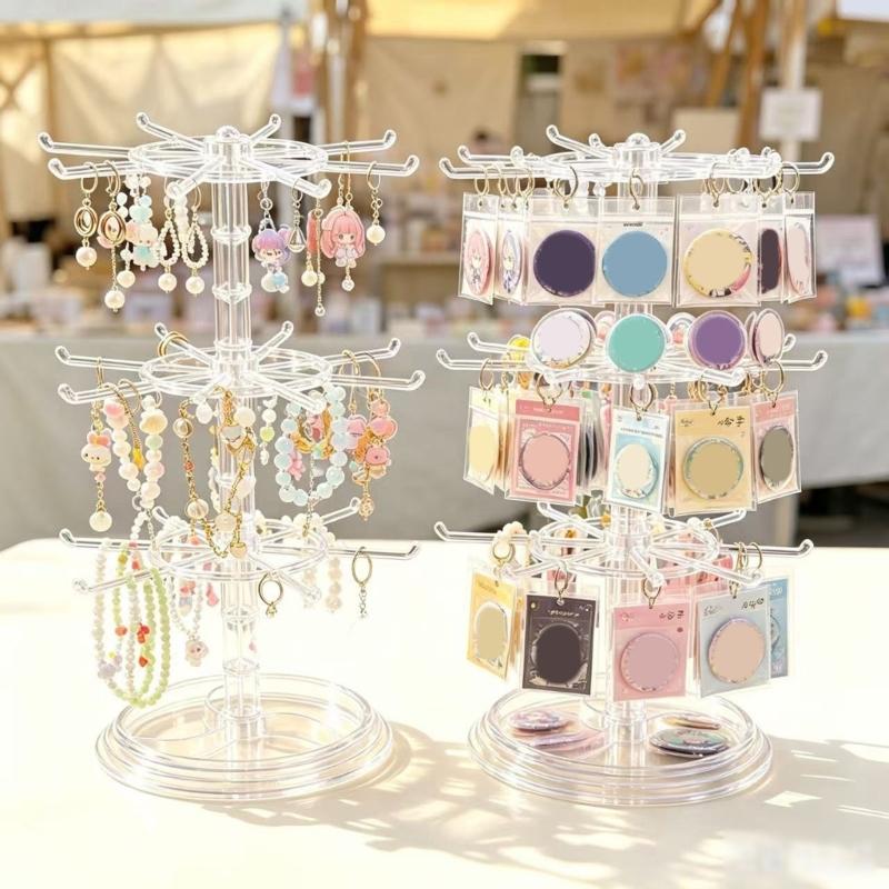 Drehbarer Kunststoff-Schmuckständer, Schreibtisch-Display-Ständer für handgefertigte Perlen-Anhänger Schlüsselanhänger Kleine Ornamente
