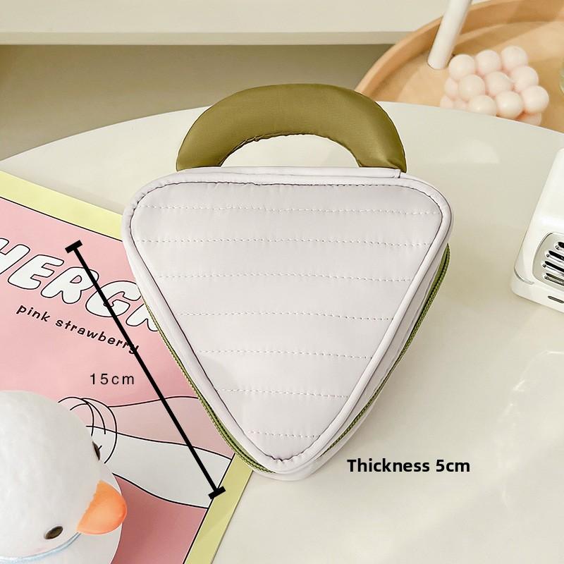 

1pc Makeup Bag Girls Good Looking Handheld Triangular Lipstick Storage Bag Dopamine Style Portable Cosmetic Pouch сірий колір