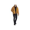 adidas Striped Letter Logo Print Hooded Down Jacket Men Outerwear Brown HK4640