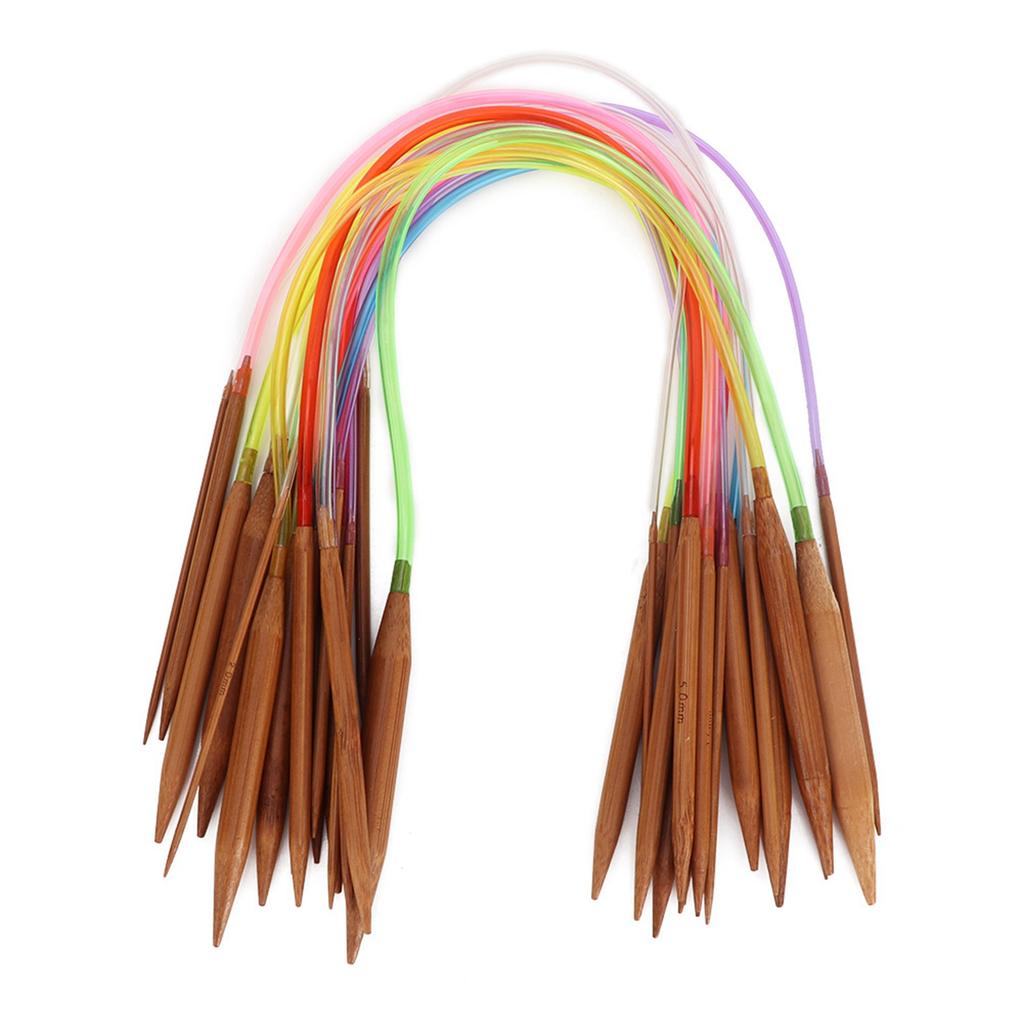 Multicolor Plastic Pipe Carbonized Double Annular Bamboo Sweater Needles for Knitting