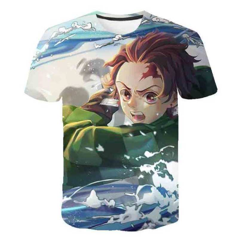 1-14 Years Old Cartoon Demon Slayer Print T-Shirts Boys Girls Summer Children Clothes 3D Printing Short Sleeve O-Neck Tops Tees