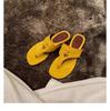 Sheepskin version of grape mother, the same French temperament flip-flops, women's summer toe tassel, low-heeled cool slippers