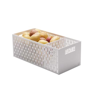 Yamazaki Jitsugyo 5020 Vegetable Stocker Sliding Root Vegetable Vegetable Room Storage Tower, White, Approx. W15.3XD32XH12.2cm, Tower, Stackable,