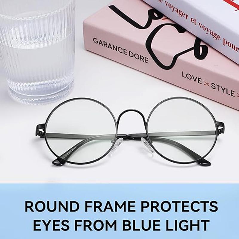 Men And Women Retro Round Blue Light Computer Mirror Reading Playing Games Eye Protection Decorative Glasses