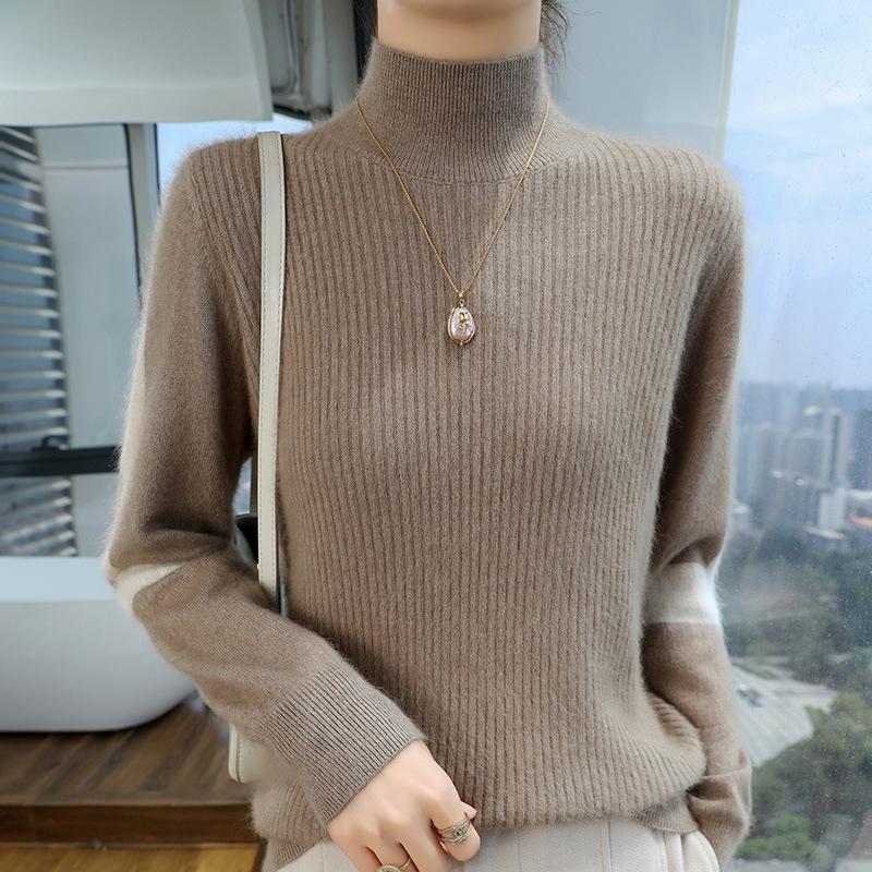 Lekasha 100% Mink Cashmere Round Neck Waffle Knit Sweater - Loose Fit, Casual Base Layer for Autumn/Winter