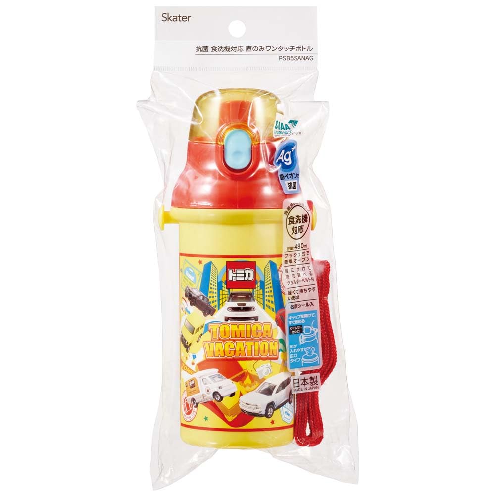 Skater Water Bottle, 480ml, Tomica 24, for Kids, Made of Child-Friendly Plastic, Lightweight, Made In Japan, PSB5SANAG-A