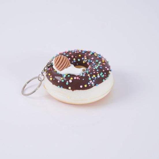 Keychain Pendant Donut Shape Soft Elastic Feel Quick Rebound Squeeze Toy Safe PVC Stress Relief Fidget Toy