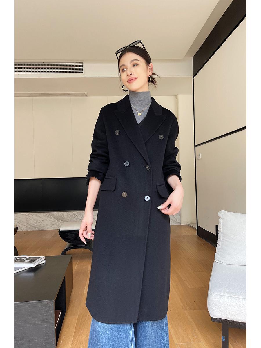 

Khaki Wool Petite Women s Mid-Length Coat - Korean Style for Autumn/Winter Large