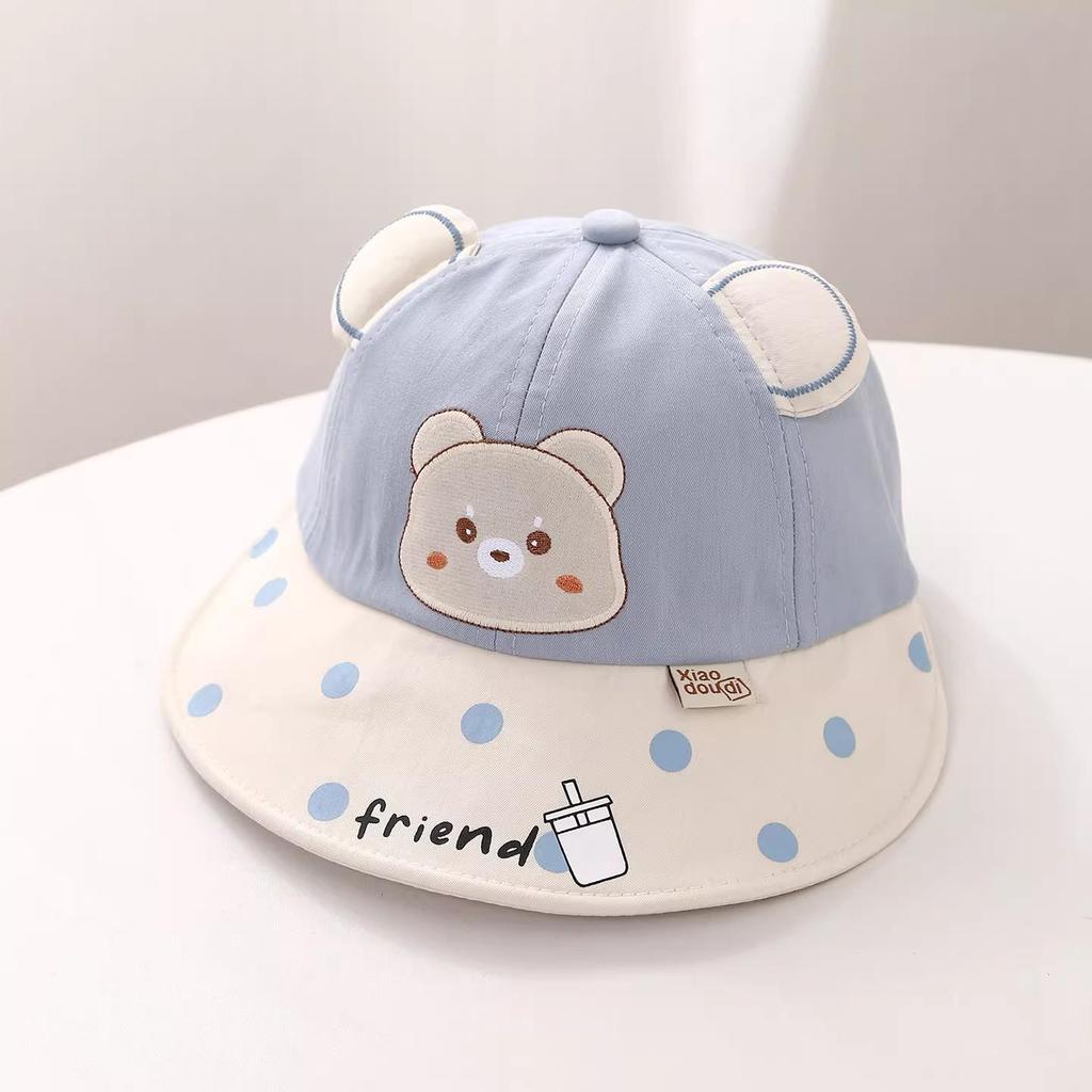 Children's Sun Protection Duckbill Cap - Thin Style with Cute Bear Design for Boys and Girls