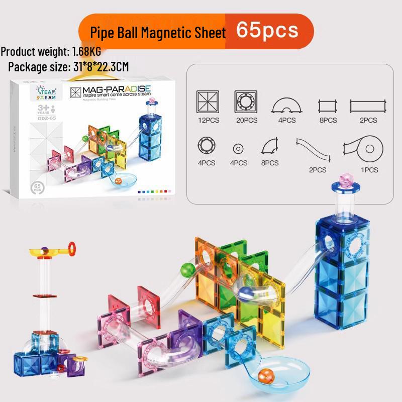 Stained Glass Magnetic Building Blocks Set - 100-Piece Educational Toy for Kids