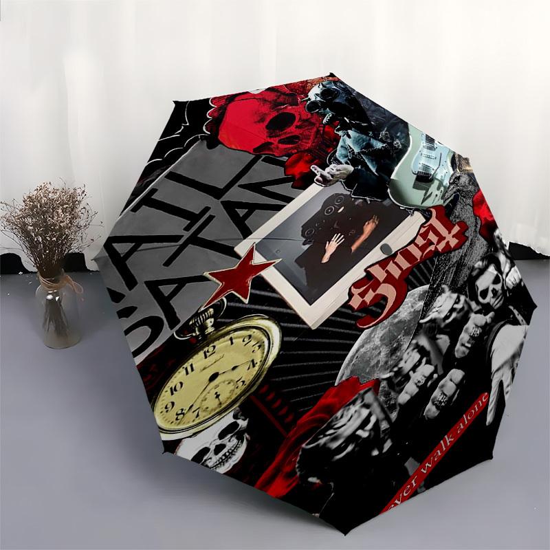1pc Satan Ghost Automatic Open, Windproof, Compact Travel Umbrella, Gift for Birthday, Christmas, Business 93018