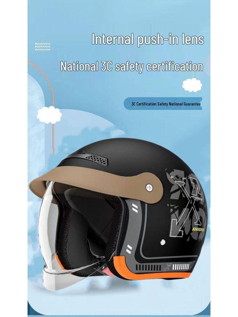 Unisex All-Season Electric Vehicle Helmet with Hidden Visor - Lightweight, Warm, & Safe for Autumn and Winter
