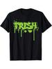 Unisex's Vintage Graffiti Style Cotton T-Shirt - "FRESH" Neon Green Drip Paint Print