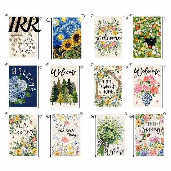 Garden Decoration Flag Hello Spring Floral 12x18 Inch Double Sided Colorful Flowers Gift for Gardeners Burlap Yard Decor Farmhouse Outdoor Lawn