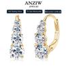 Anziw Luxus 1,86 Karat 5 mm Moissanit Tropfen Creolen für Damen Echte 925 Silber 4-Stein Clip Ohrring Hochzeitsfeier Schmuck Geschenk