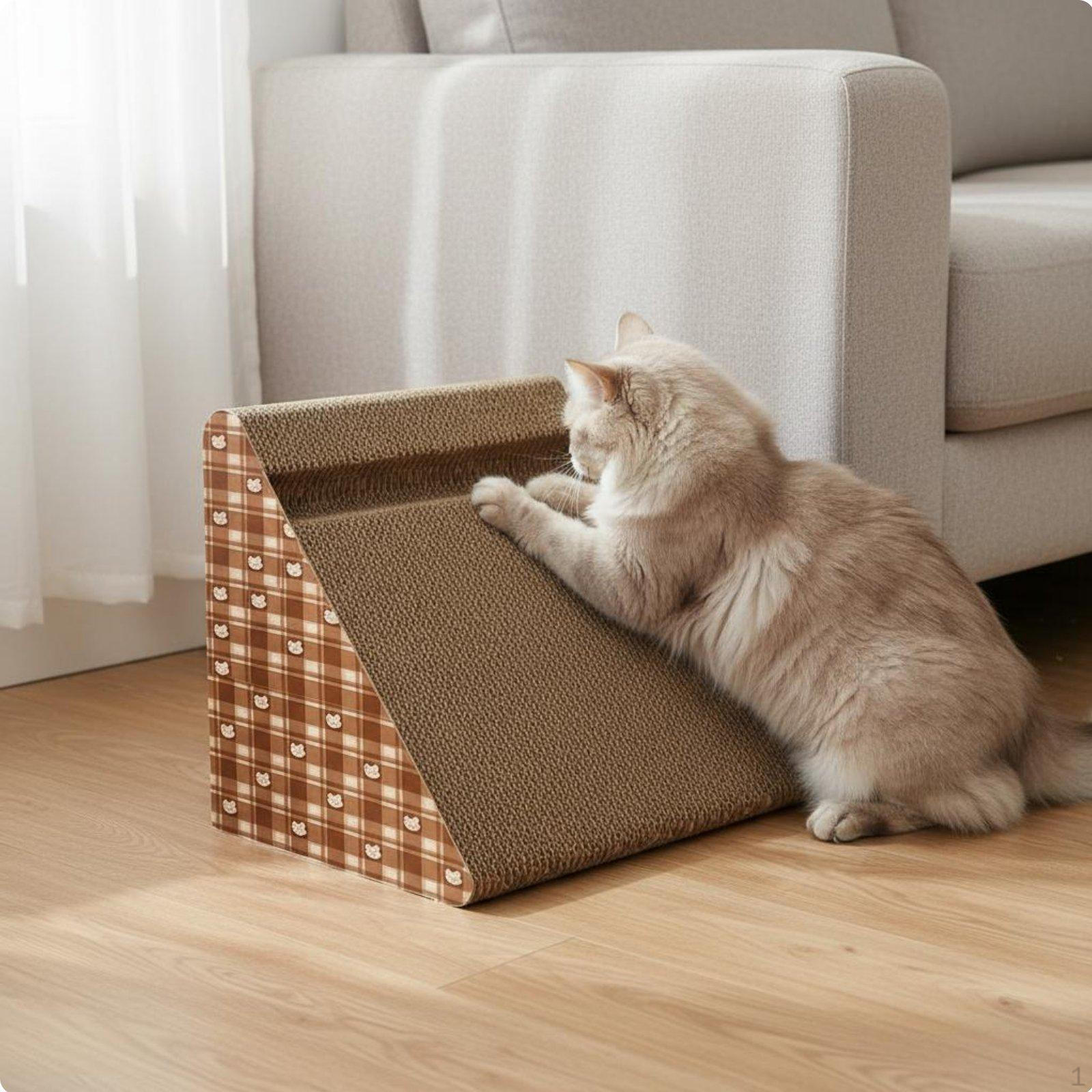 Vertical Cat Scratching Board Corrugated Paper Triangular Scratcher Lounge Protects Furniture