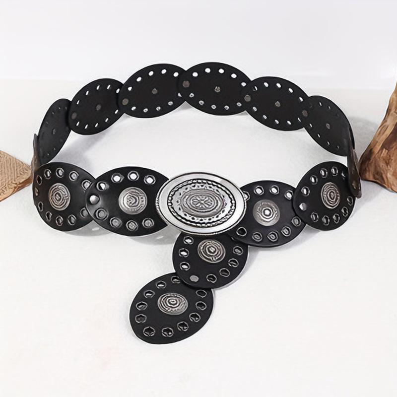 Boho Chic Merlot Schlankmachender Taillengürtel mit runder Scheibendekoration für Damen