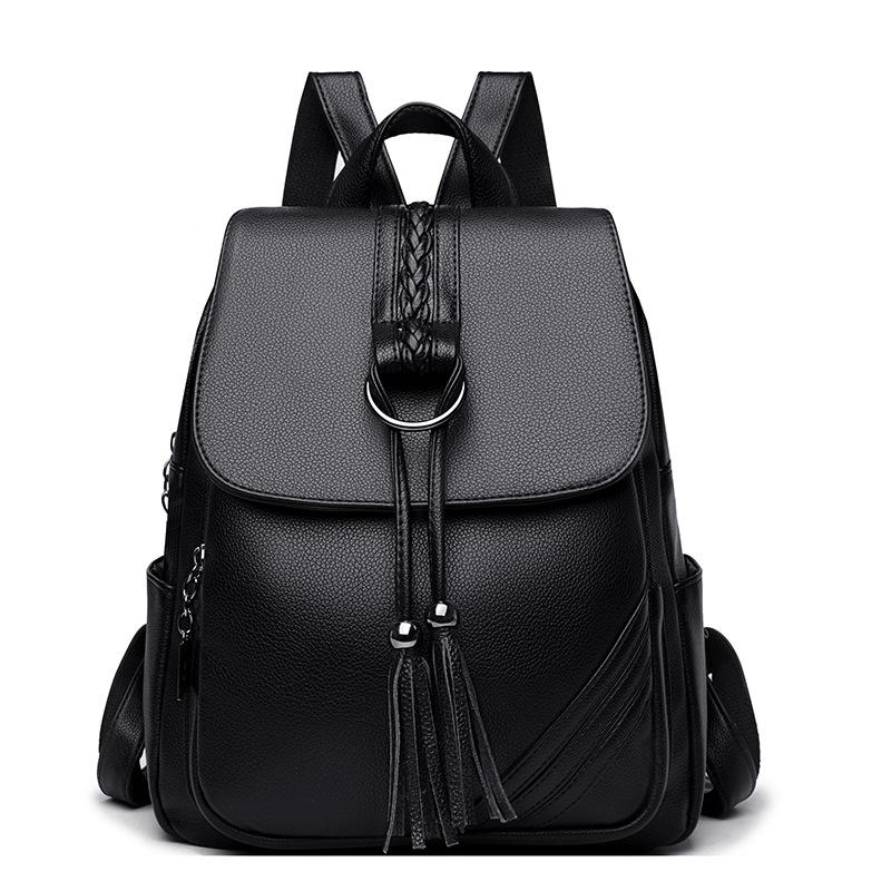 Women's Backpack 2025 New PU Leather Tassel Double Shoulder Bag Large Capacity Student Backpacks Outdoor Travel Bag Mochilas Muj