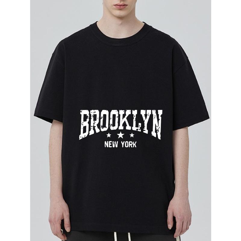 

Black T Shirt with Brooklyn New York Print for Casual Wear S
