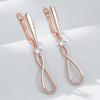 Trend Long Dangle Earrings For Women Fashion  Rose Gold Color Natural Zircon Accessories Daily Fine Jewelry