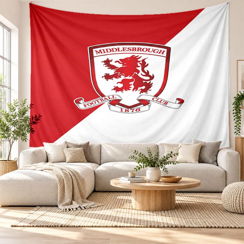Middlesbrough FC Wandteppich, Weiches Stoff-Wandbehang, Dekorative Kulisse Für Schlafzimmer Heimwandkunst