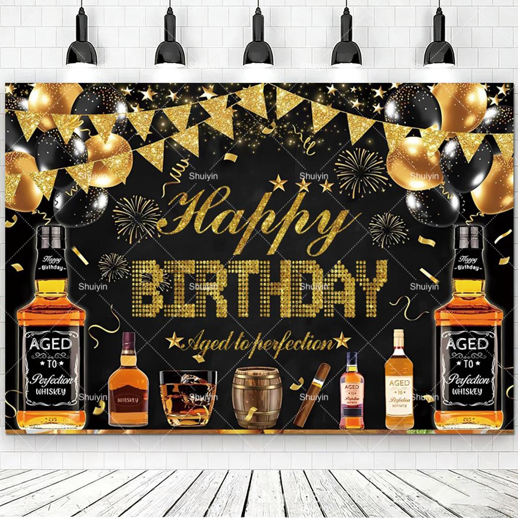 Whisky Cigarre Vintage Bois Fond Photographie Anniversaire Homme Décorations Fournitures de Fête Style Été Bar Décor Mural Rideau