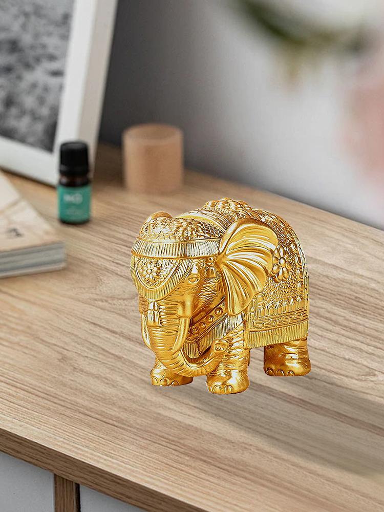 Estátua de elefante de ouro, estatueta de elefante de resina, decoração para sala de estar, riqueza, estatueta de elefante da sorte, decoração de elefante, presentes para mulheres e mães