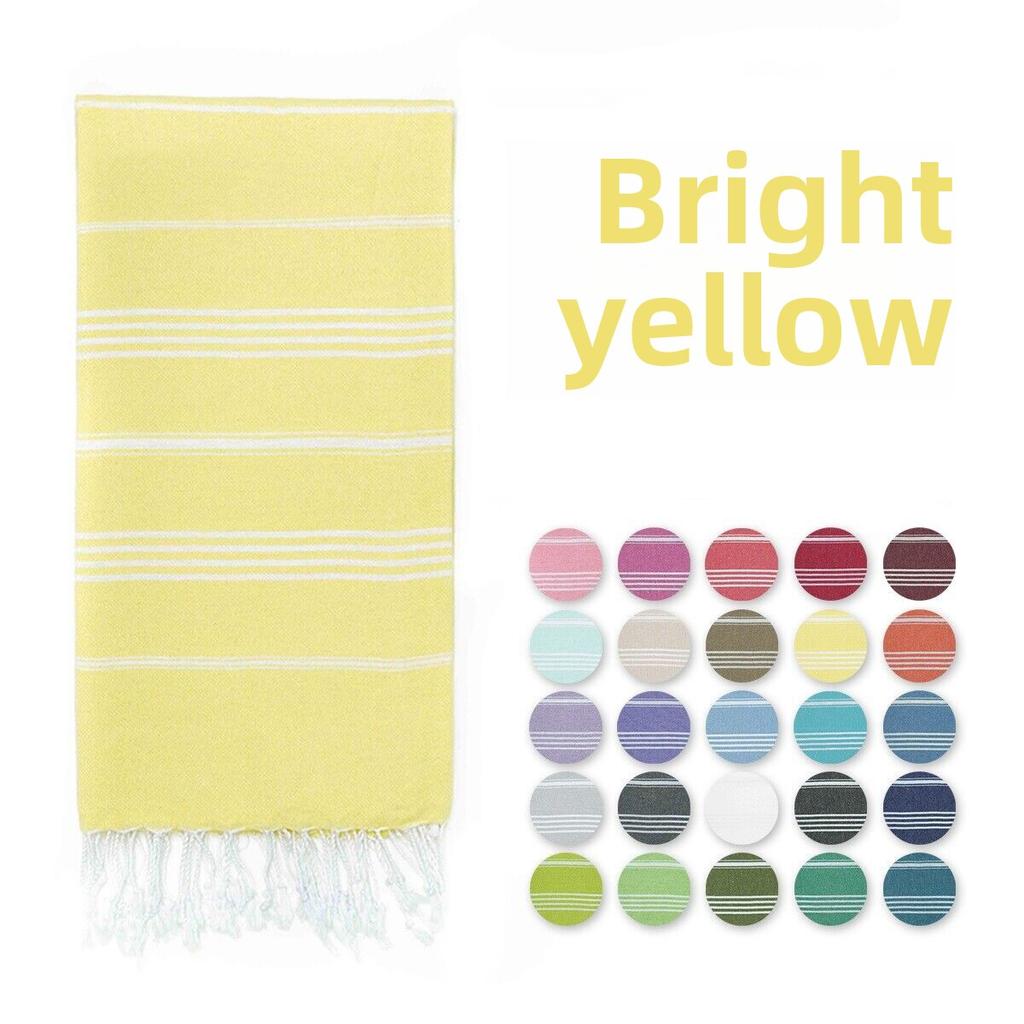 Woven Cotton Blanket Outdoor Blanket Foreign Trade  Beach Towel Color Bath Towel Tassel Striped Polyester Cotton Beach Towel