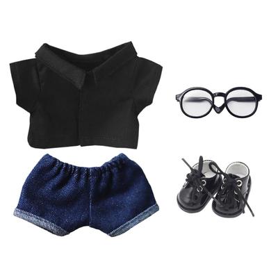 Niannyyhouse Solid, Plaid, Striped Dress Shirt, Jeans, Glasses, Leather Shoes, 10cm, 15cm, 20cm Plush Clothes, Dress-Up Cotton Doll, Accessories