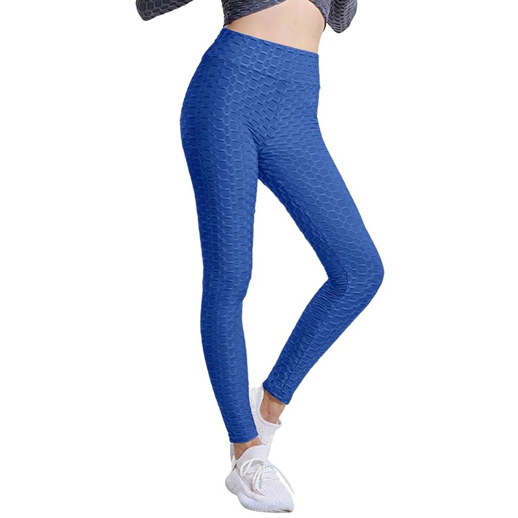 Women's Fashion Jacquarded High Elastic Sports Bodybuilding Cropped Pants Fitness Solided Color High Waist Hip Leggings