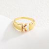 Fashionable Colorful Zircon Alphabet Adjustable Retro Ring
