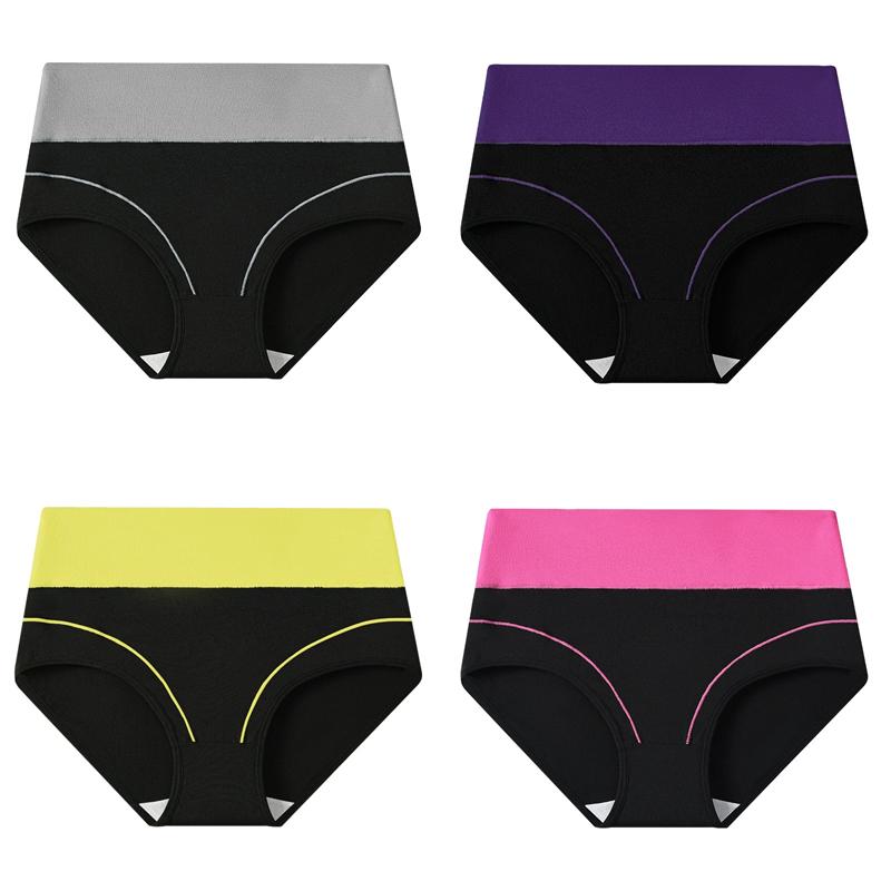 

4 шт. Женские трусики с высокой талией, формирующее тело нижнее белье, мягкие хлопковые женские трусы, тонкие дышащие трусики, большие размеры, женское нижнее белье S&4pcs разноцветный